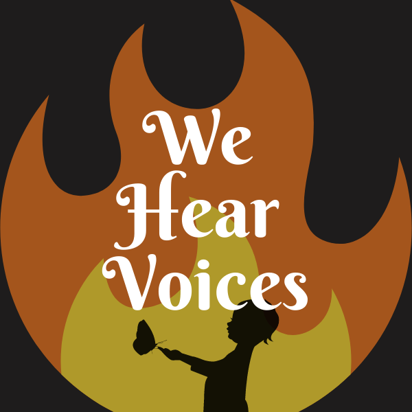 Aesthetic image for We Hear Voices by Evie Green.